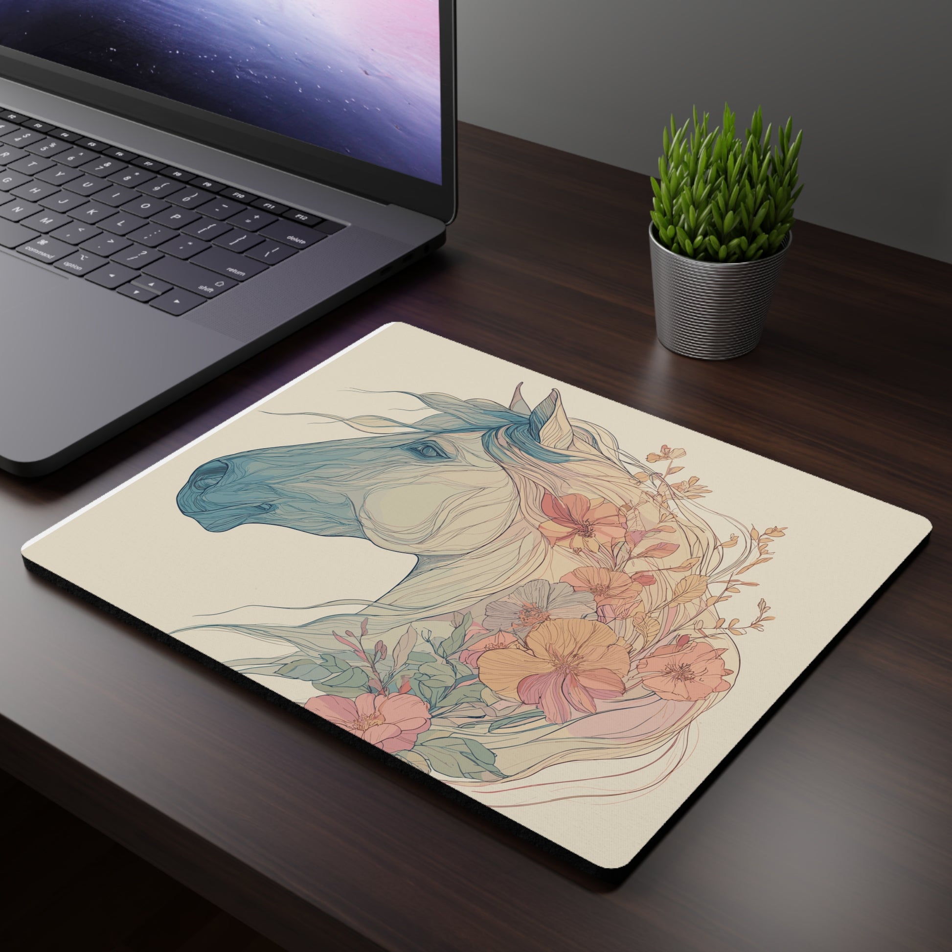Horse lover inspired mouse pad Nature inspired boho vibe Mouse Pad equestrian tech gifts floral horse desk accessory