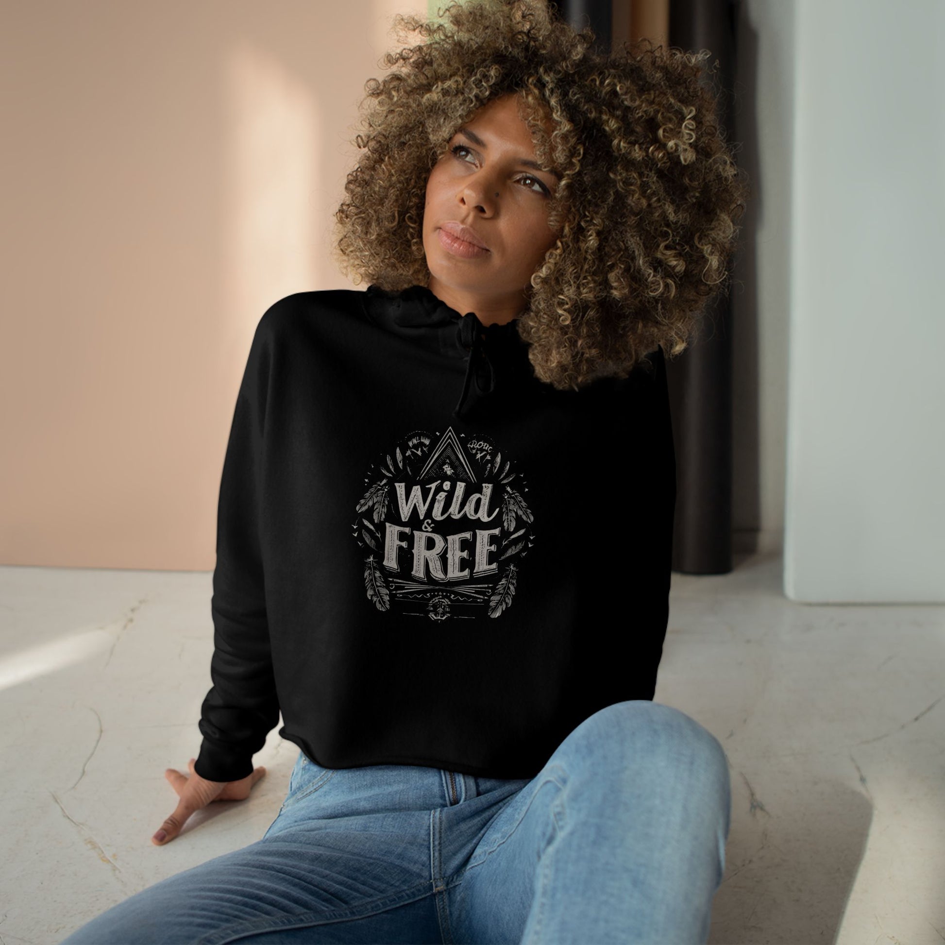 Wild & Free Crop Hoodie for Adventurers, Boho Style, Gift for Nature Lovers, Casual Wear, Perfect for Festivals, Eco-Friendly Apparel