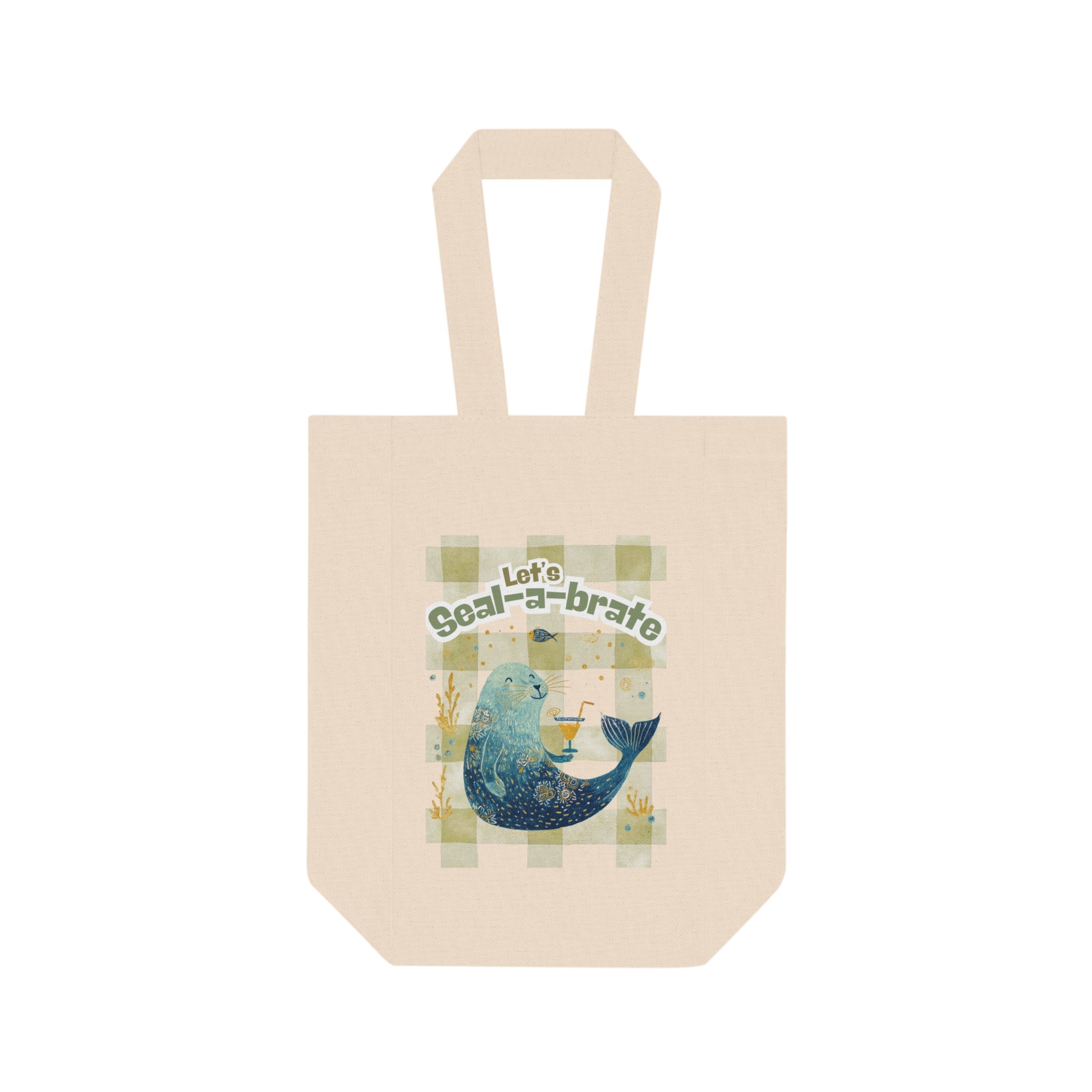 Double Wine Tote - 'Let's Seal-a-brate' Whale Wine Carrier Gift Bag
