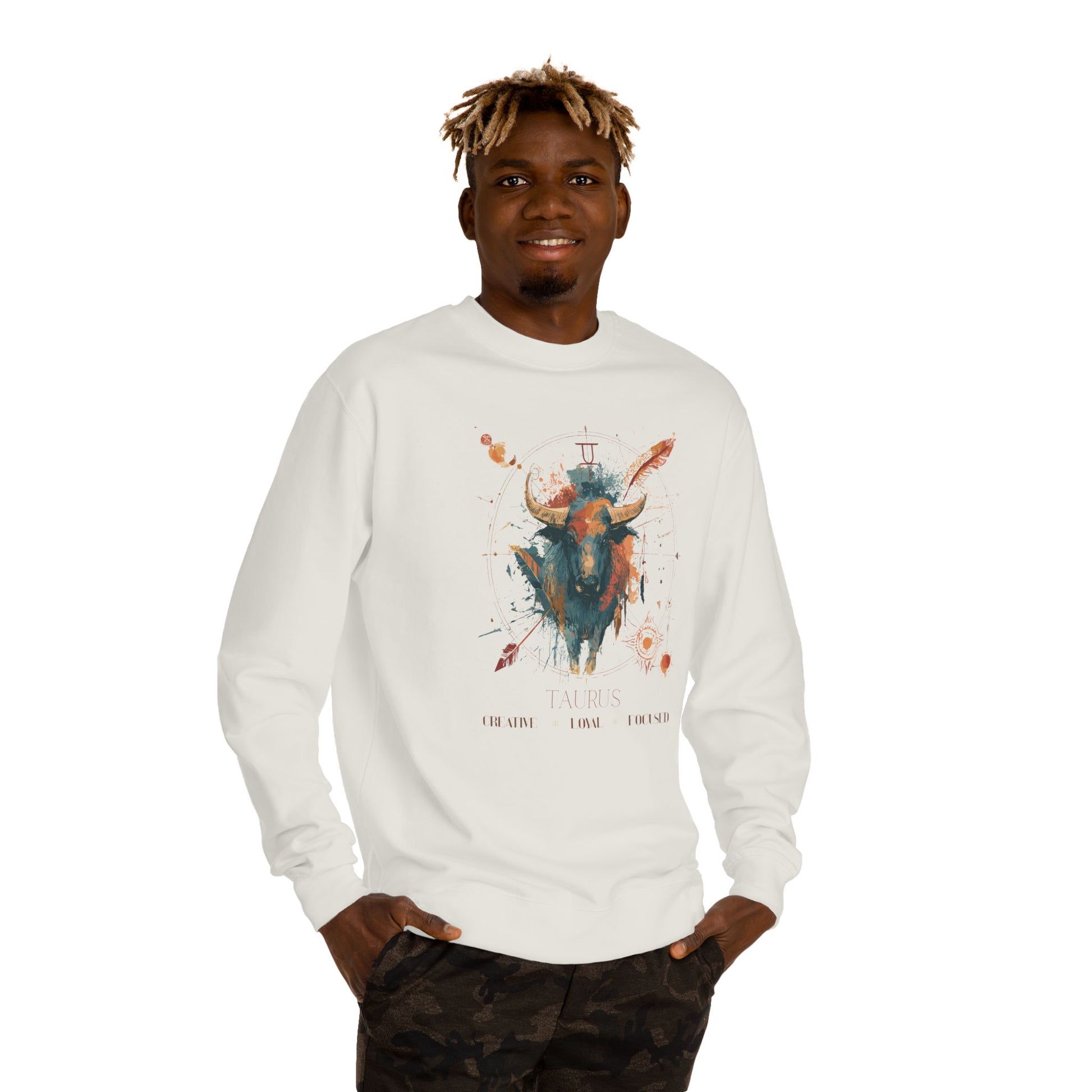 Retro inspired Taurus Zodiac Crewneck Sweatshirt — Muted desert colors Horoscope birthdays giftables